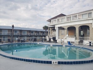 Outdoor pool, pool loungers