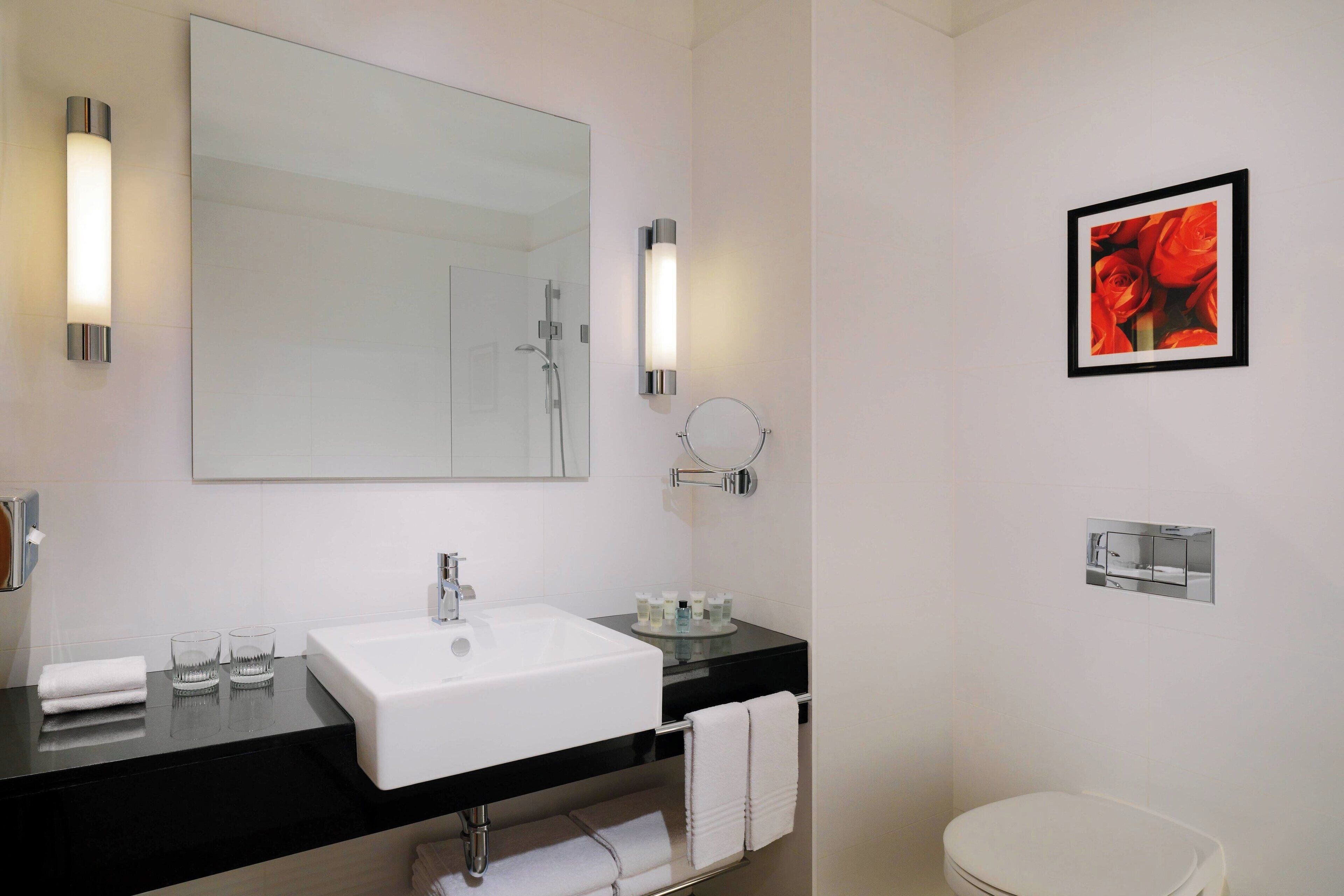 free toiletries, hair dryer, towels