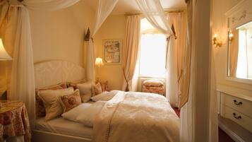 Frette Italian sheets, premium bedding, desk, laptop workspace