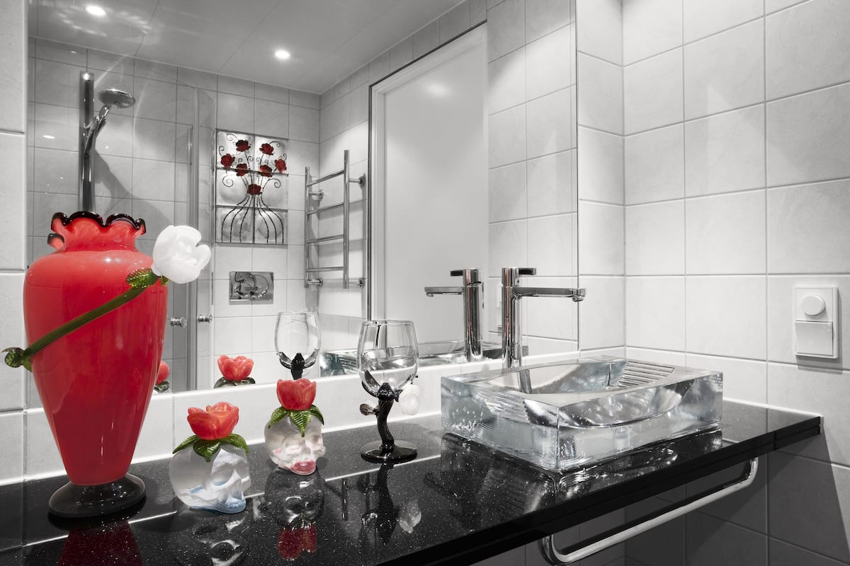 double room | bathroom | designer toiletries, hair dryer, bathrobes, slippers