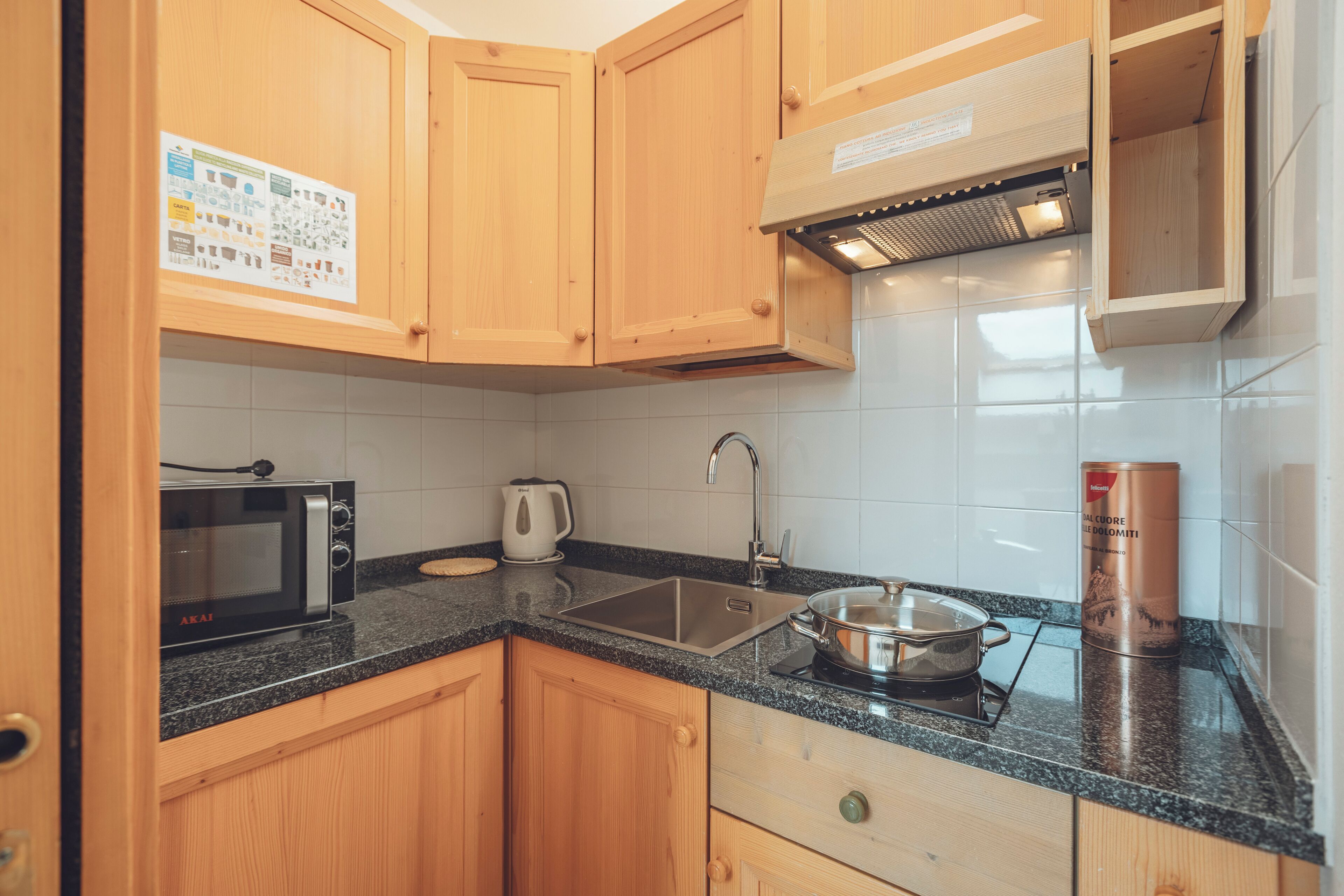 fridge, microwave, stovetop, espresso maker