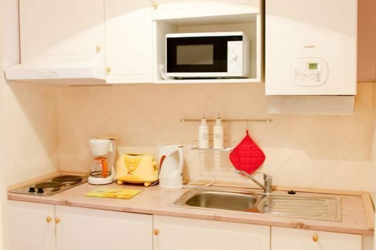 Studio, kitchenette (Hundertwasser) | Privékitchenette | Een koelkast, een microgolfoven