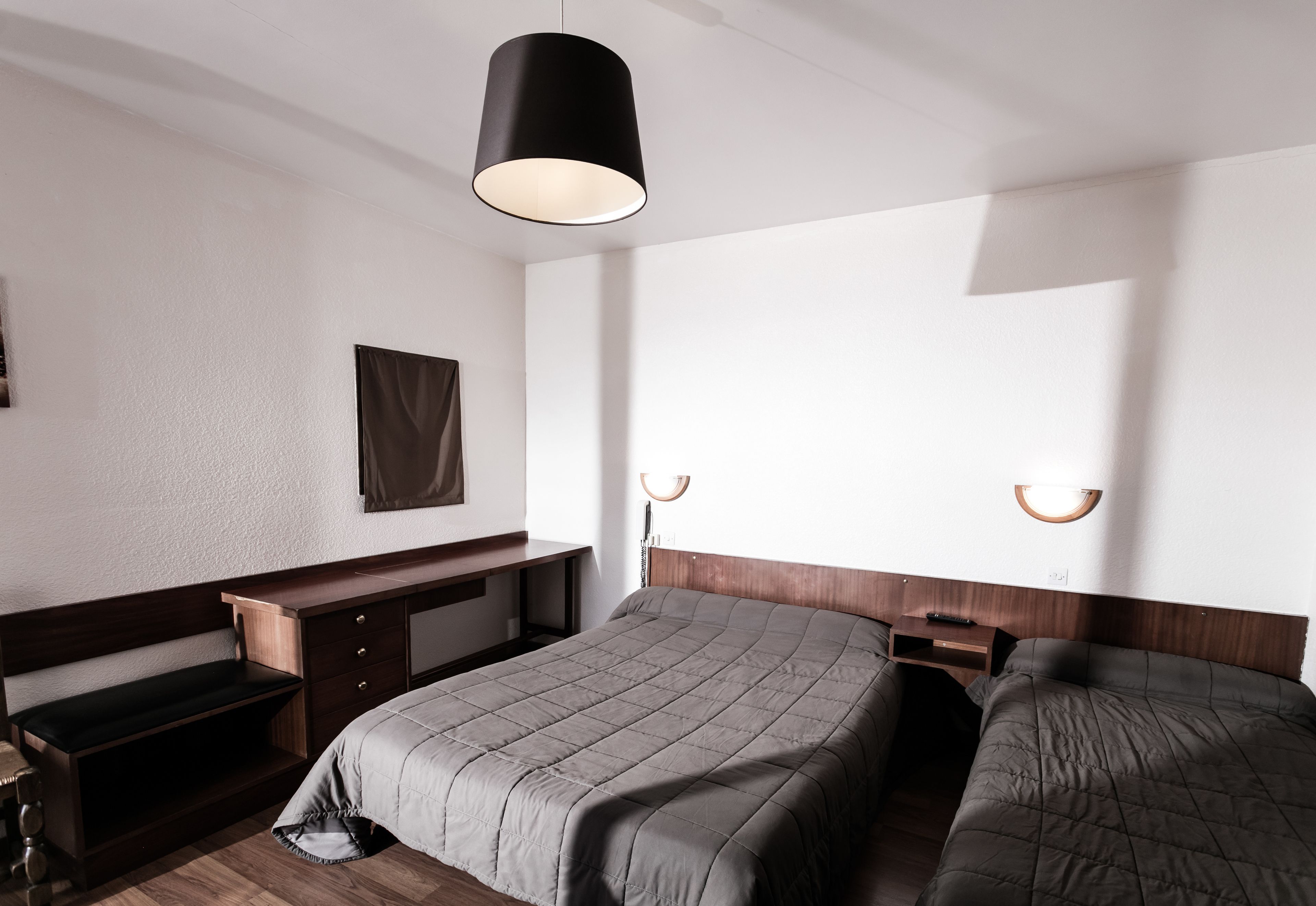 traditional triple room | desk, blackout curtains, soundproofing, iron/ironing board