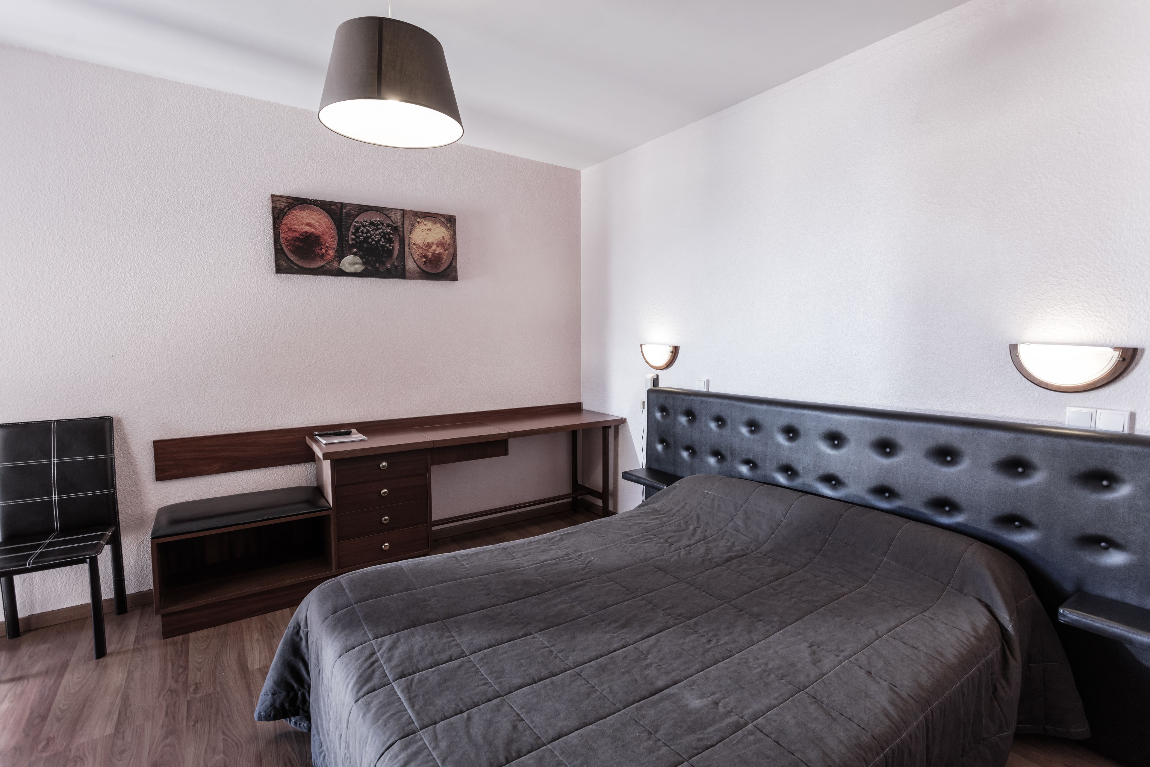 desk, blackout curtains, soundproofing, iron/ironing board