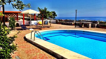 Außenpool, Sonnenschirme, Liegestühle