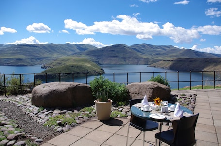 Breakfast, lunch and dinner served . Katse Lodge