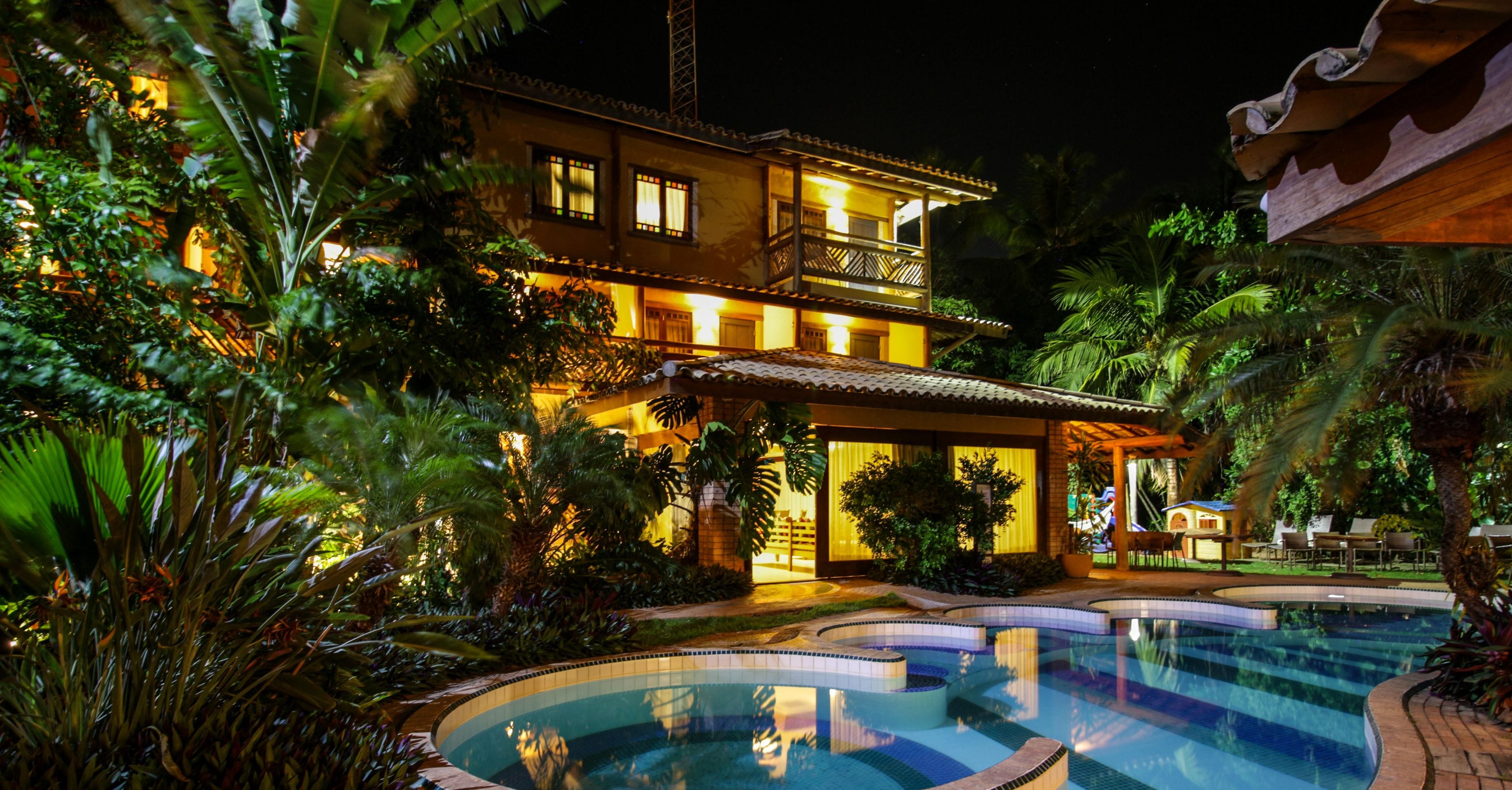 Outdoor pool, pool umbrellas, pool loungers