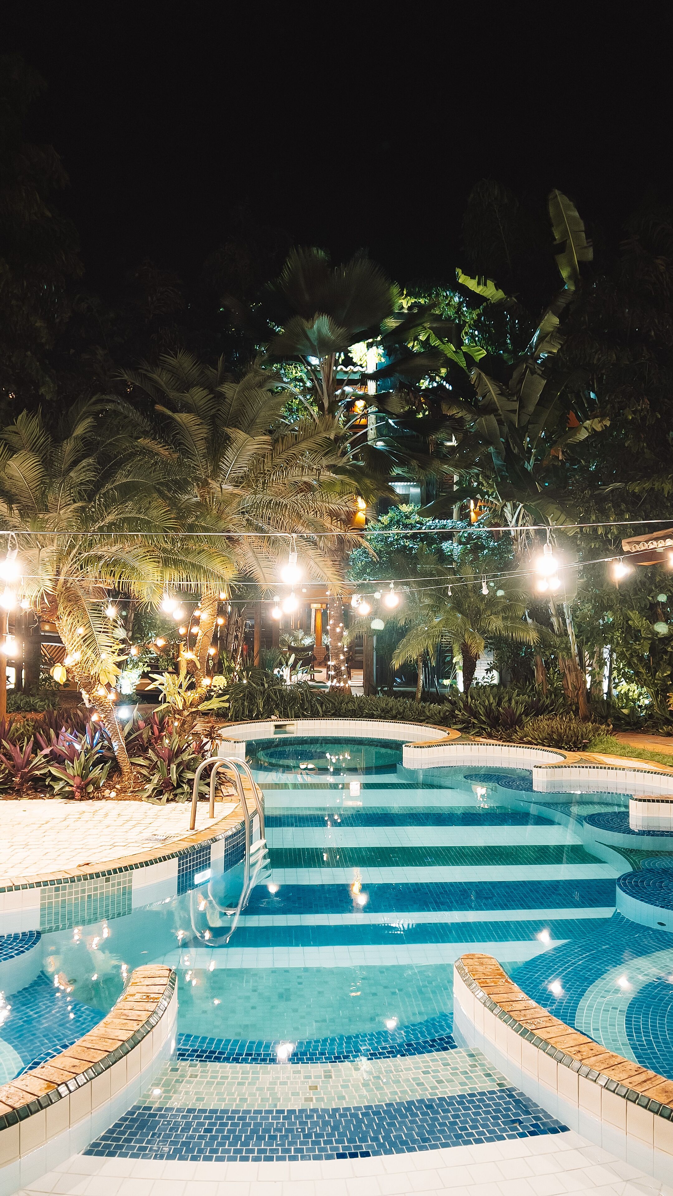 outdoor pool, pool umbrellas, pool loungers