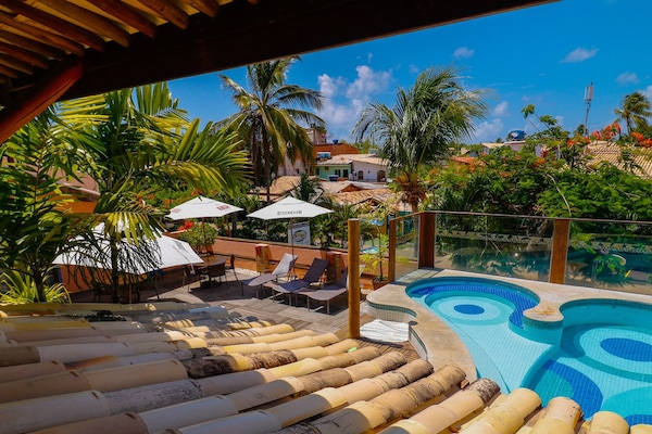 Outdoor pool, sun loungers