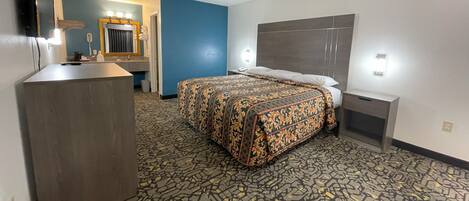 Desk, free WiFi, bed sheets