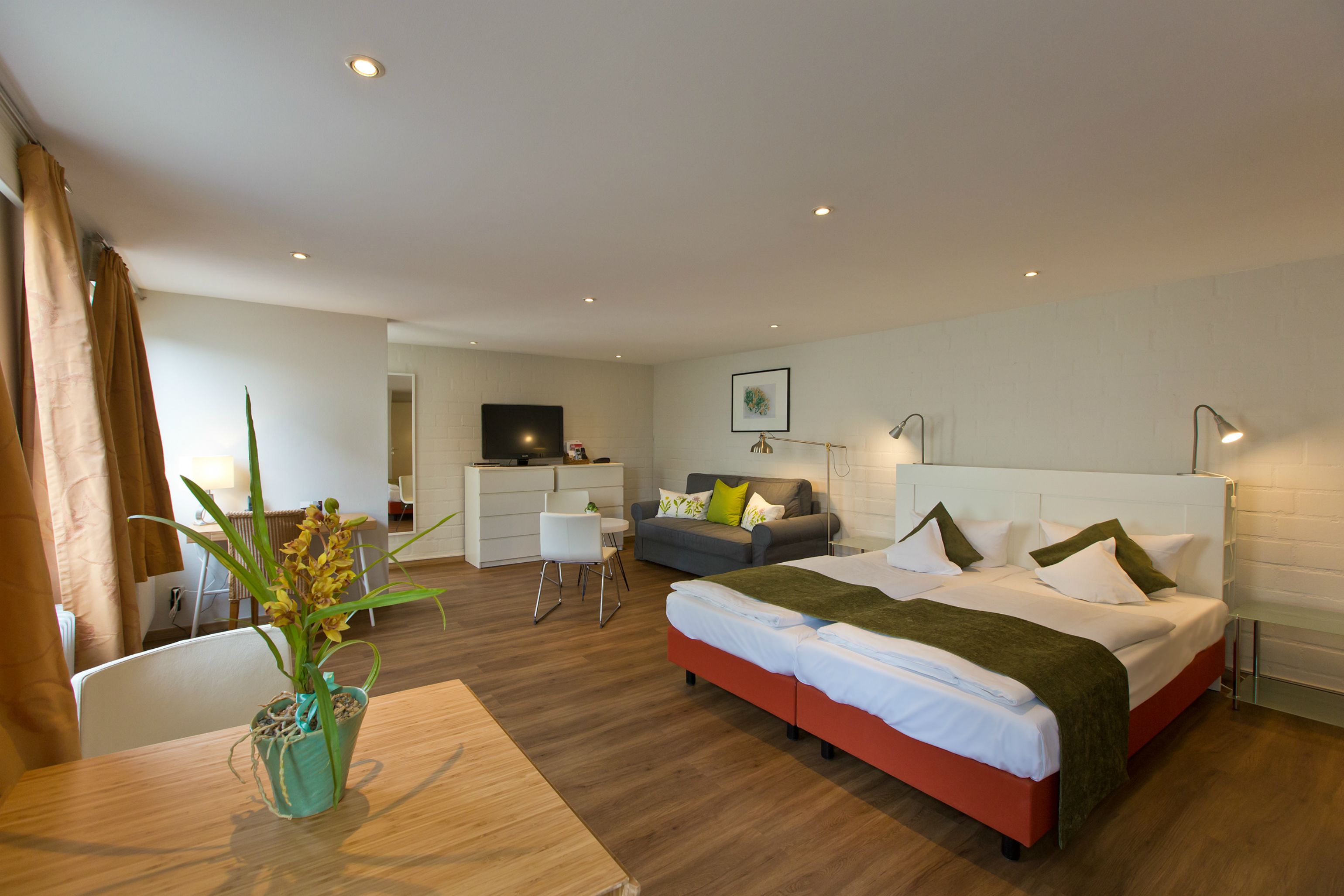 standard apartment | hypo-allergenic bedding, down duvets, in-room safe