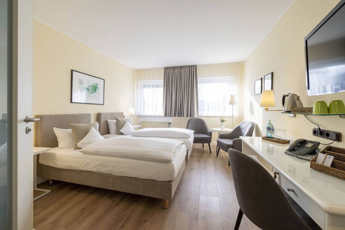 comfort double or twin room | hypo-allergenic bedding, down duvets, in-room safe