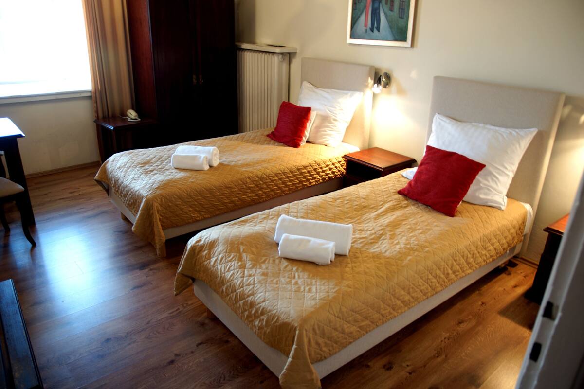 Standaard Twin kamer, 2 eenpersoonsbedden | Een bureau, een strijkplank/strijkijzer, extra bedden (toeslag)