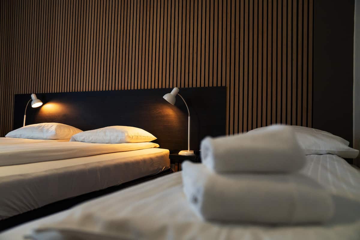 1 bedroom, desk, laptop workspace, blackout curtains