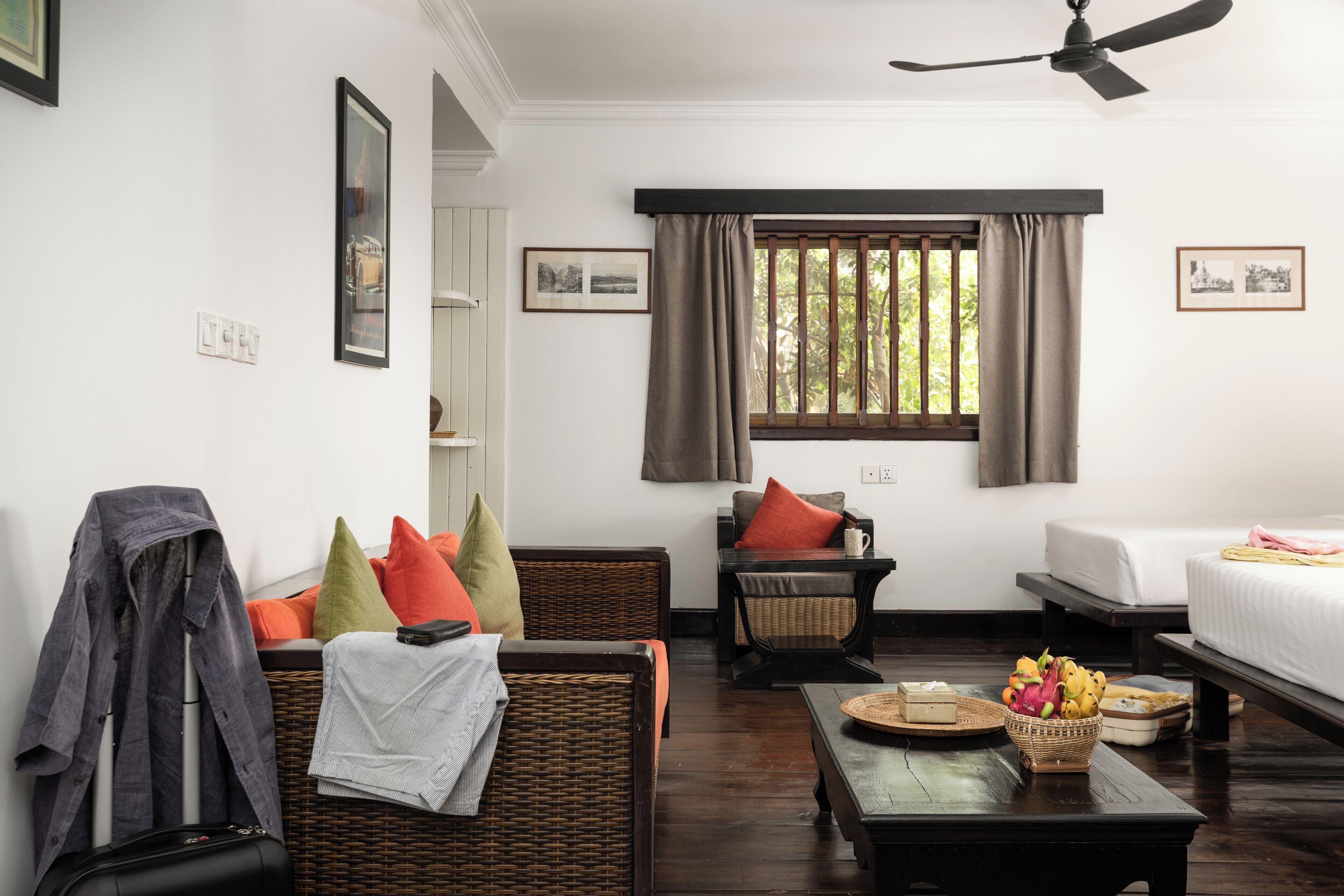 family room with pool view | 1 bedroom, minibar, in-room safe, desk