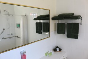 Hair dryer, towels