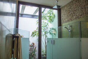 Douche, articles de toilette (gratuits), séchoir à cheveux