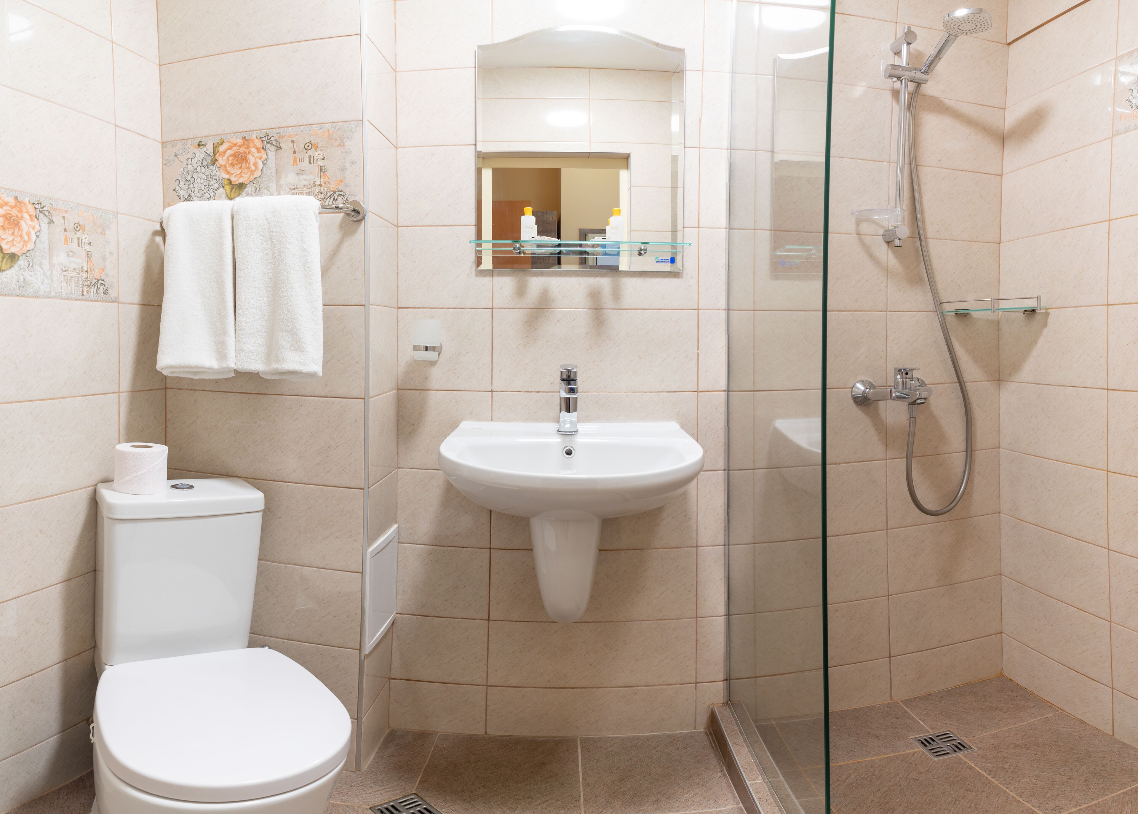 city double or twin room | bathroom | shower, free toiletries, hair dryer, towels