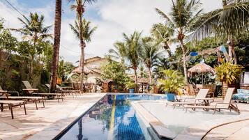 2 outdoor pools, pool umbrellas, pool loungers