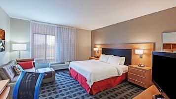 Pillowtop beds, desk, blackout drapes, iron/ironing board