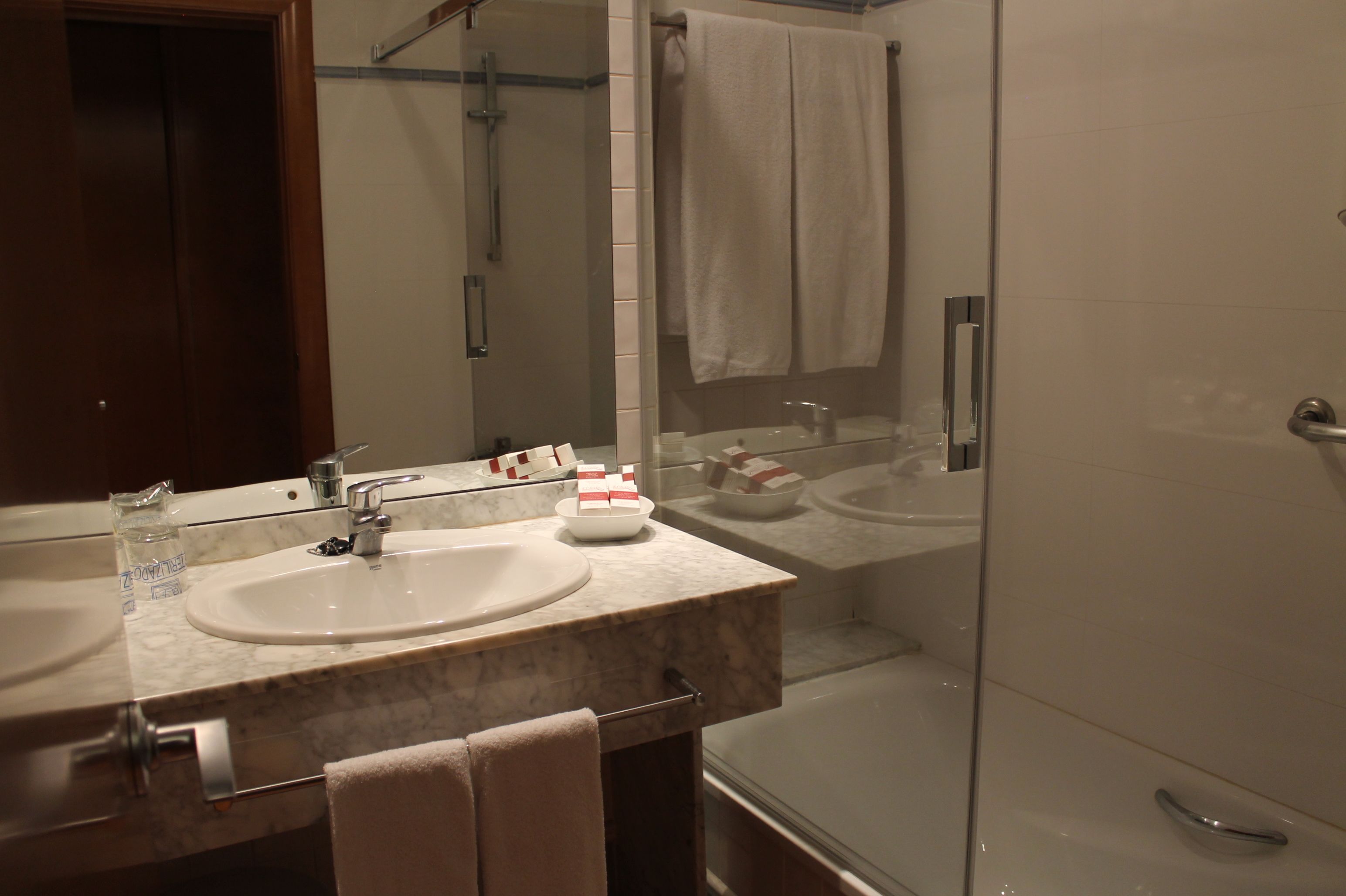 free toiletries, hair dryer, towels