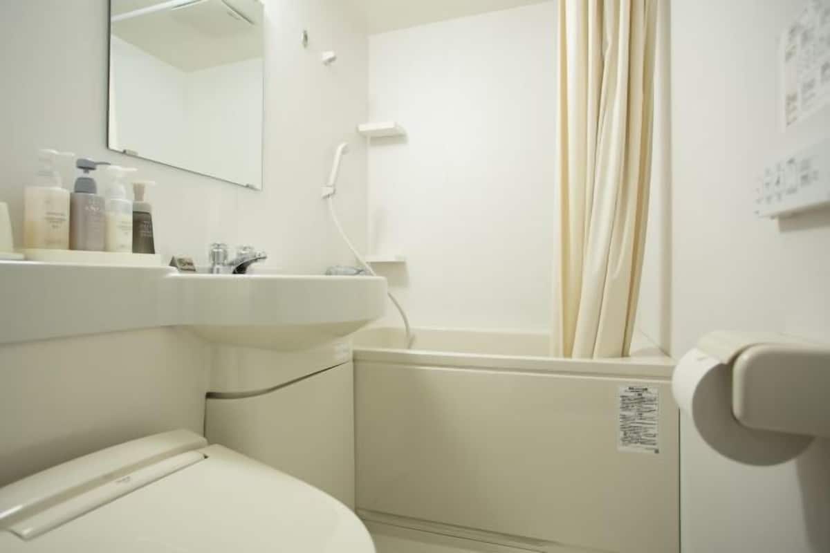Bathroom | Combined shower/tub, free toiletries, hair dryer (on request), slippers