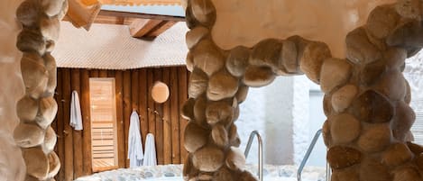 Sauna, hot tub, body treatments, hot stone massages, body wraps