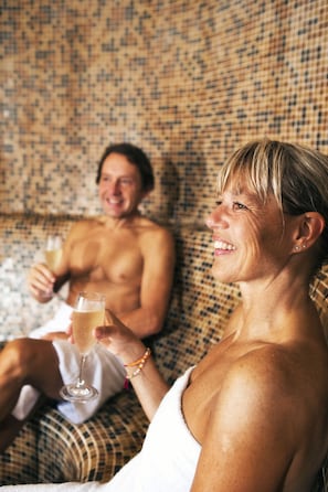 Sauna, hot tub, steam room, facials