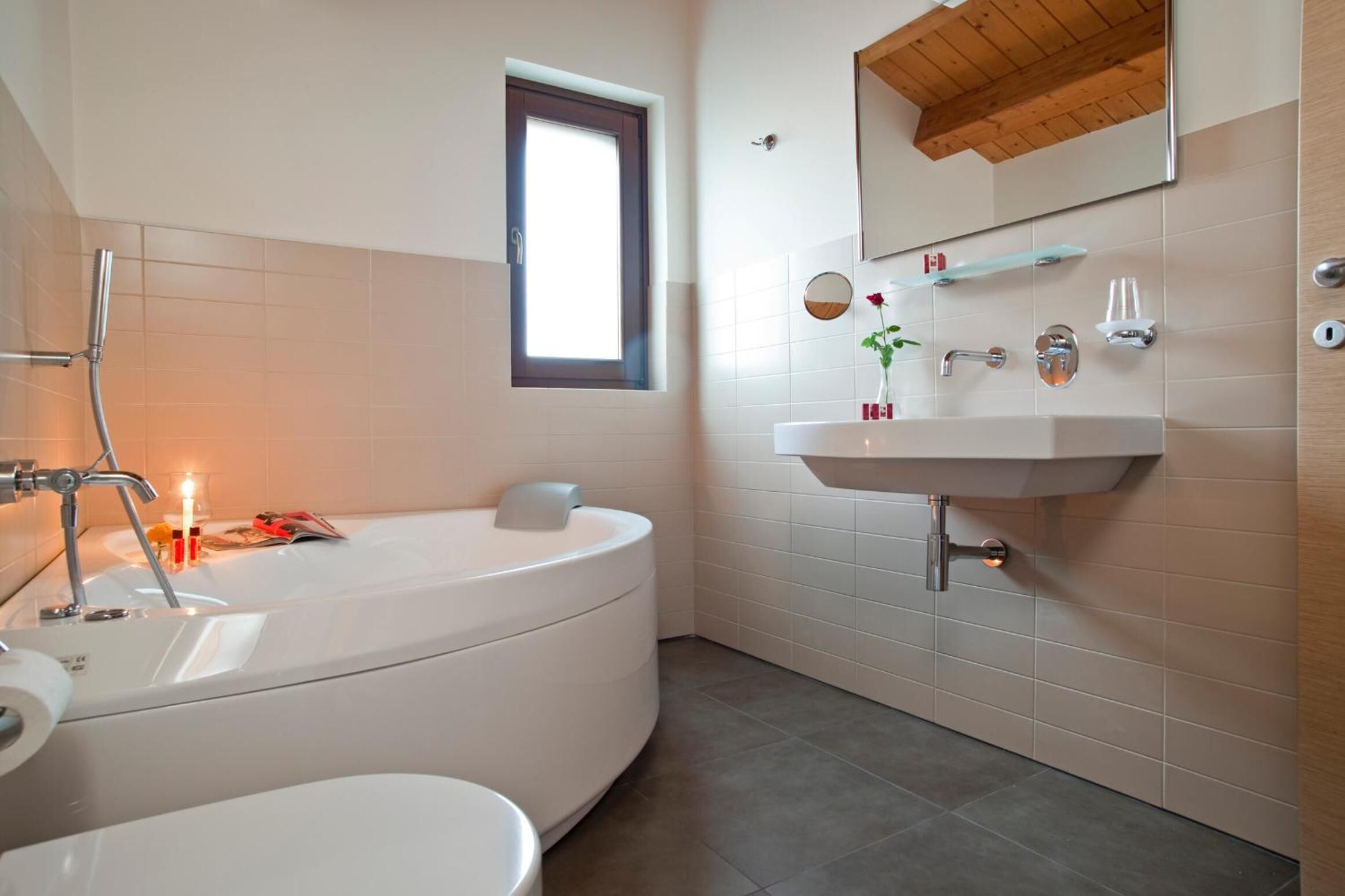 free toiletries, hair dryer, towels