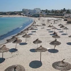 Private beach, white sand, sun-loungers, beach umbrellas