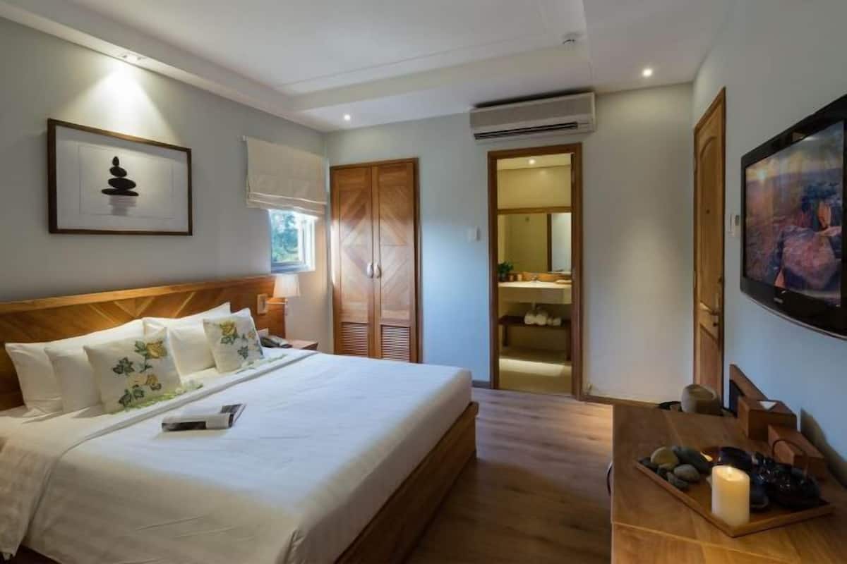 1 quarto, frigobar (abastecido com alguns itens grátis)