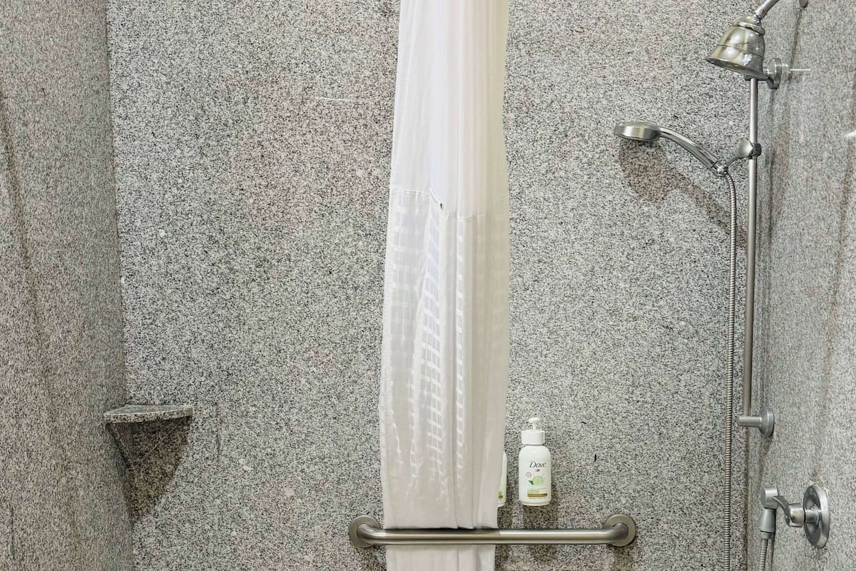 free toiletries, hair dryer, towels