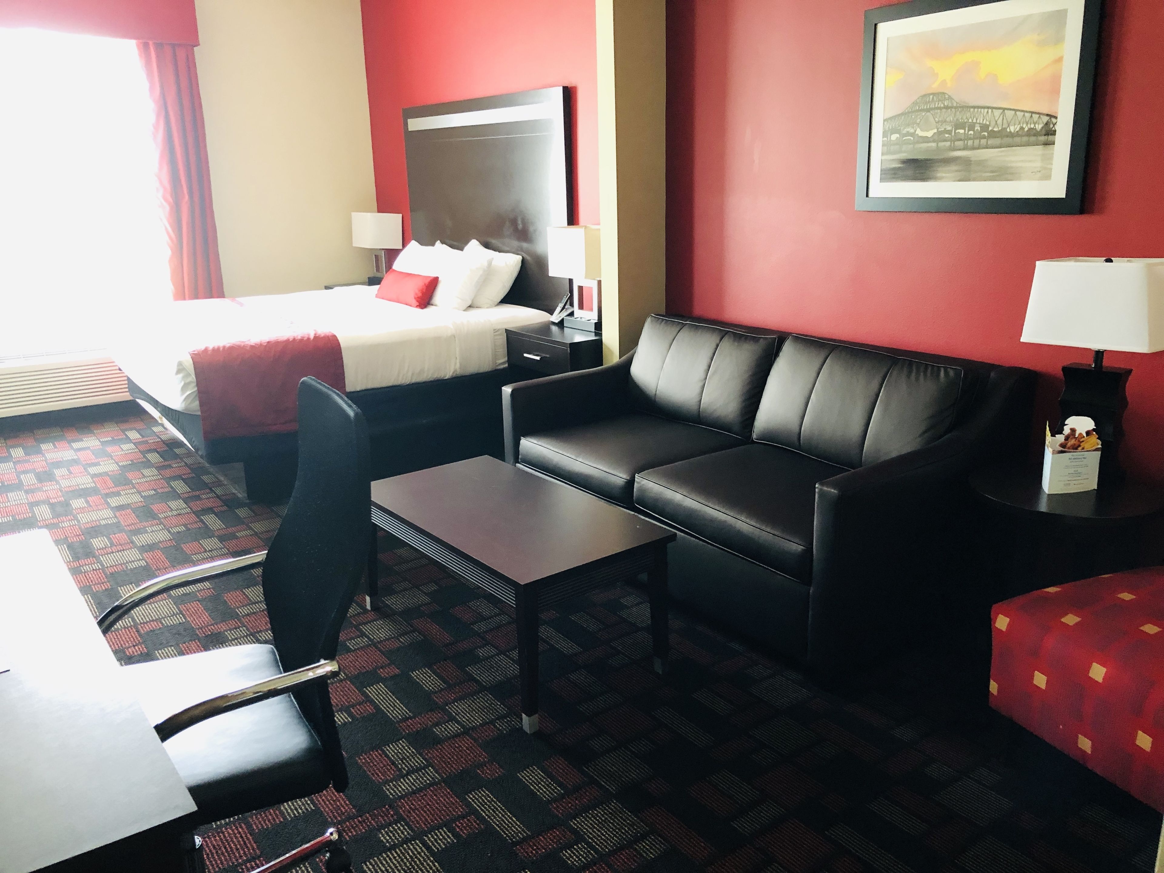 desk, blackout curtains, iron/ironing board, free cots/infant beds