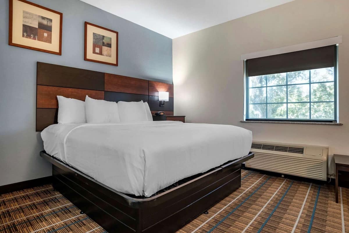 Desk, laptop workspace, blackout drapes, soundproofing