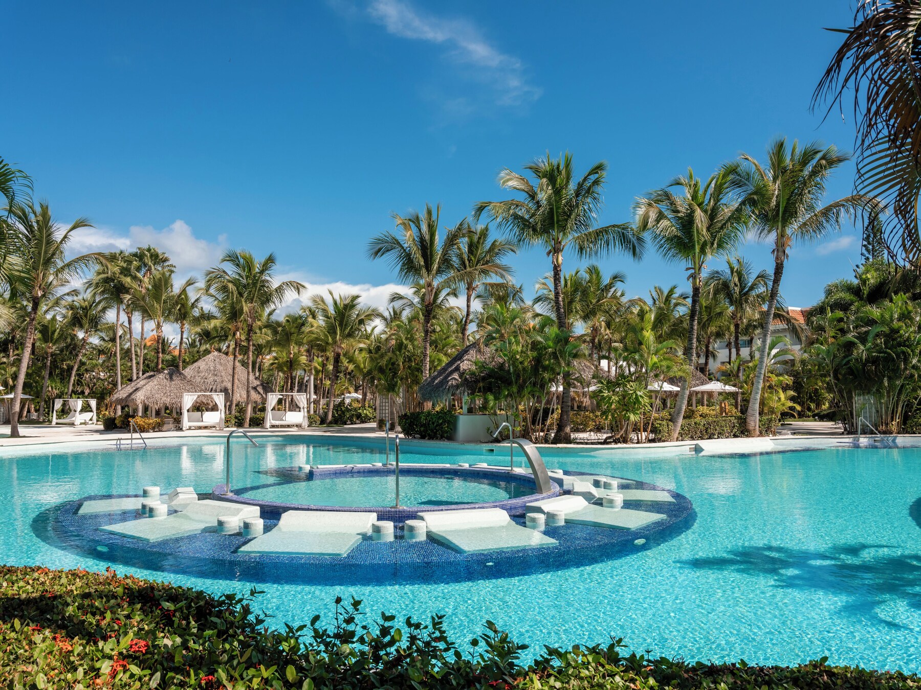 2 outdoor pools, open 9:00 AM to 6:00 PM, free cabanas, pool umbrellas