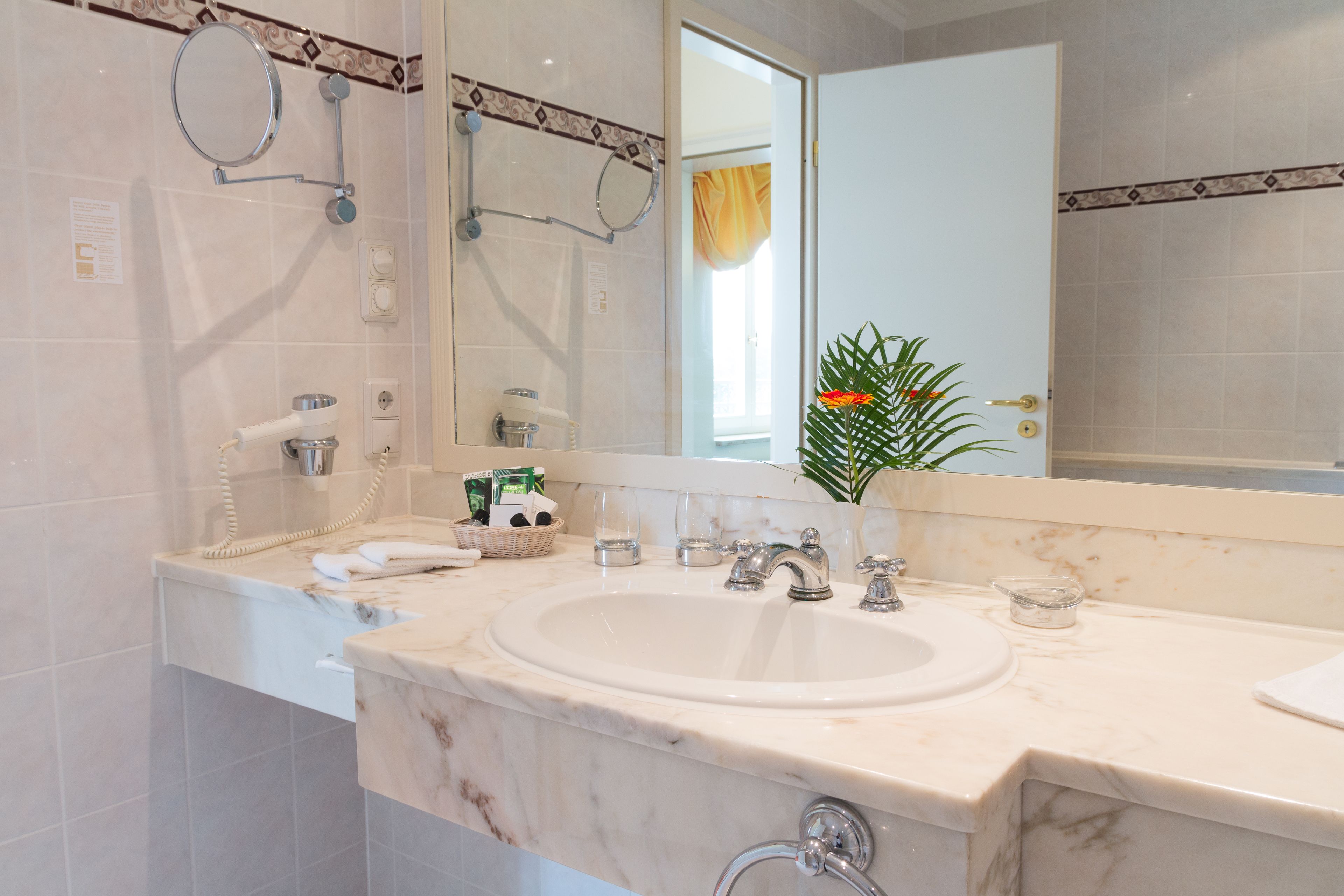 standard double room | bathroom | hair dryer, towels