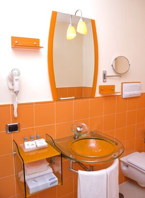 Shower, hair dryer, slippers, bidet