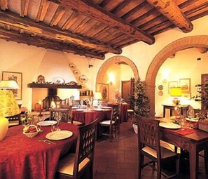 Dinner served, garden views