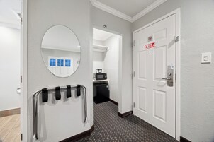 Premium bedding, down comforters, memory foam beds, in-room safe