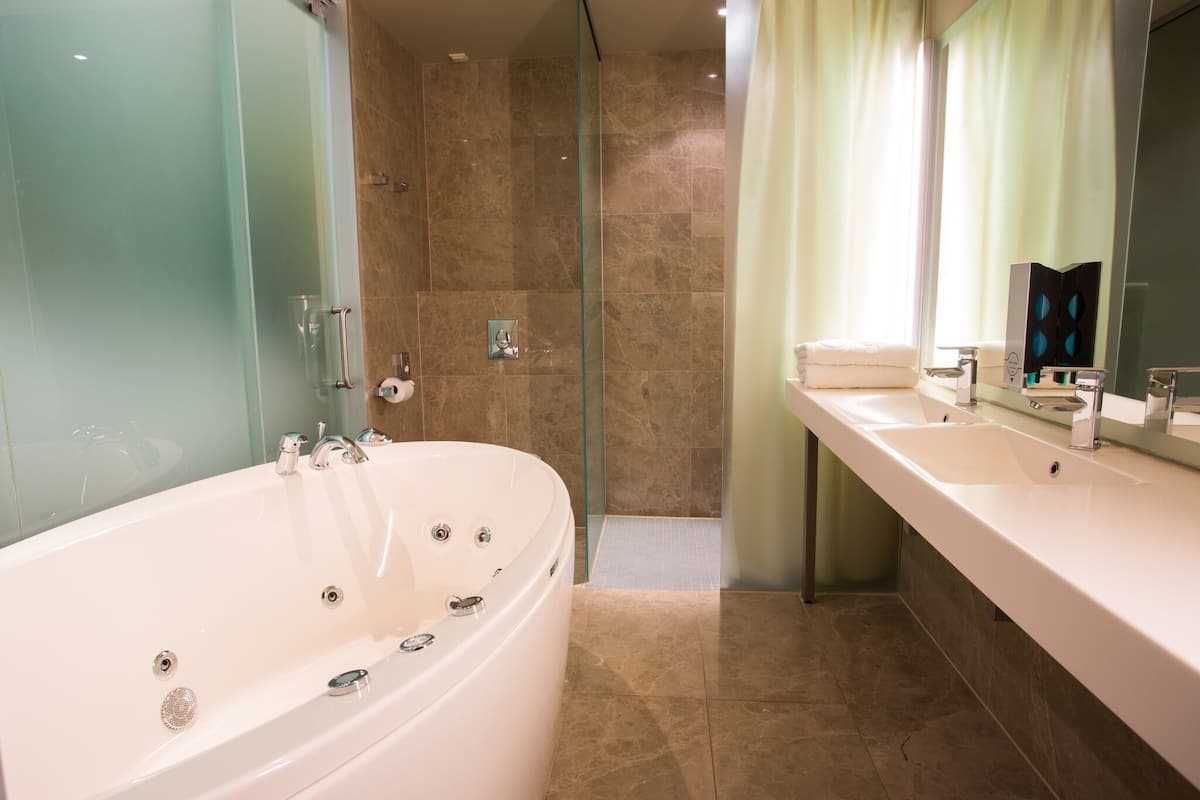 standard double or twin room | bathroom | shower, free toiletries, bathrobes, slippers