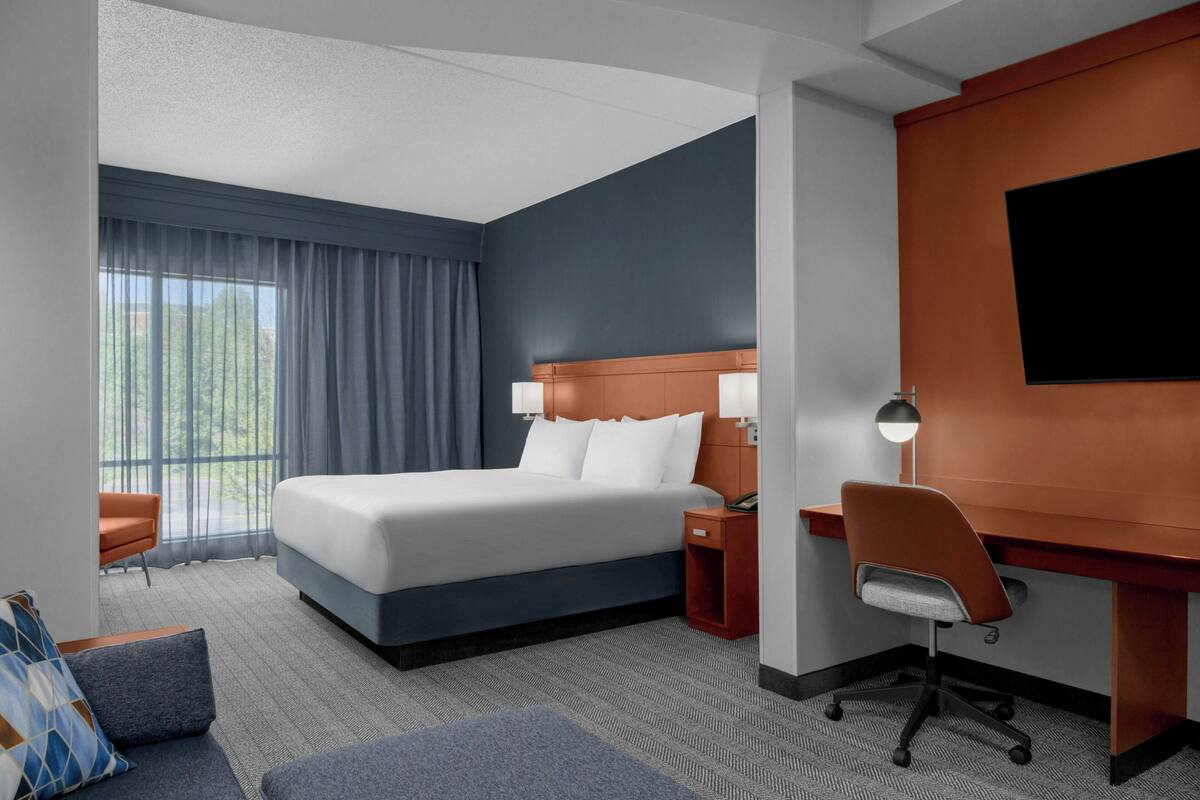 deluxe room, 1 king bed with sofa bed, microwave | premium bedding, down duvets, in-room safe, desk