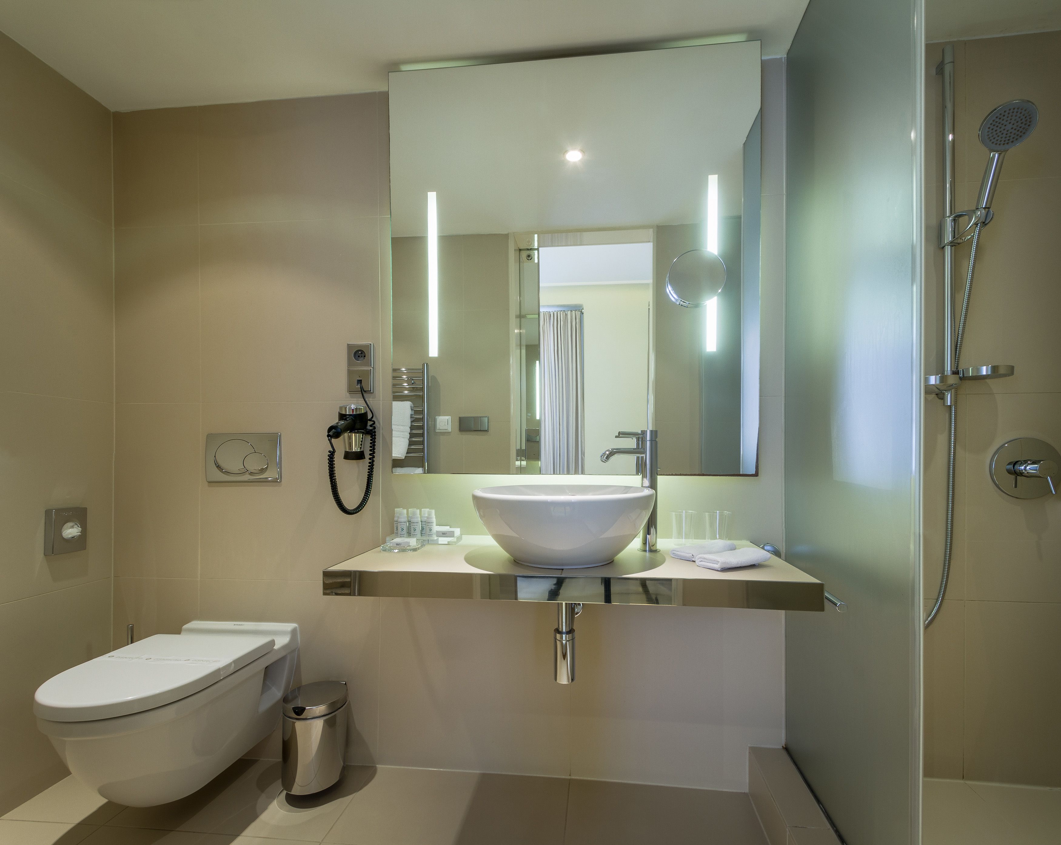 superior double room | bathroom | shower, designer toiletries, hair dryer, towels
