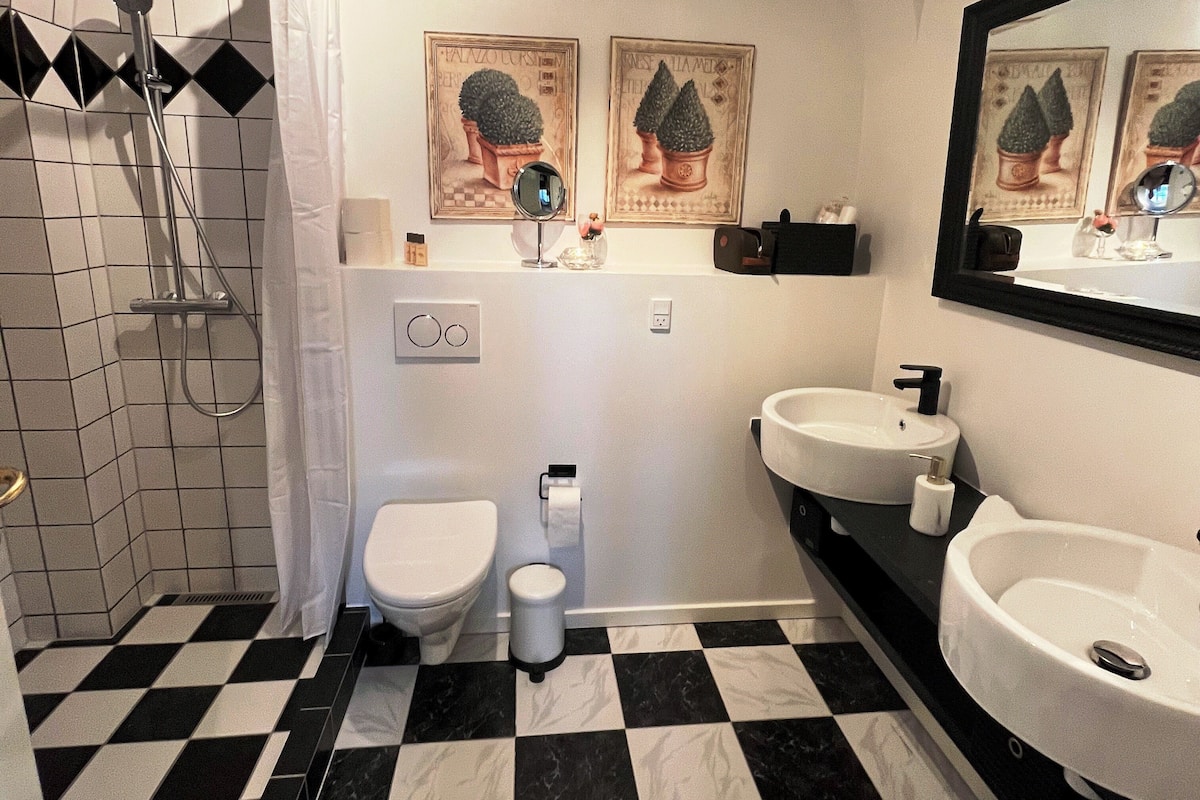 apartment | bathroom | shower, free toiletries, hair dryer, towels