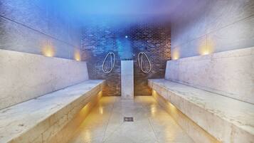 Espace de soins pour les couples, sauna, bain à remous, hammam