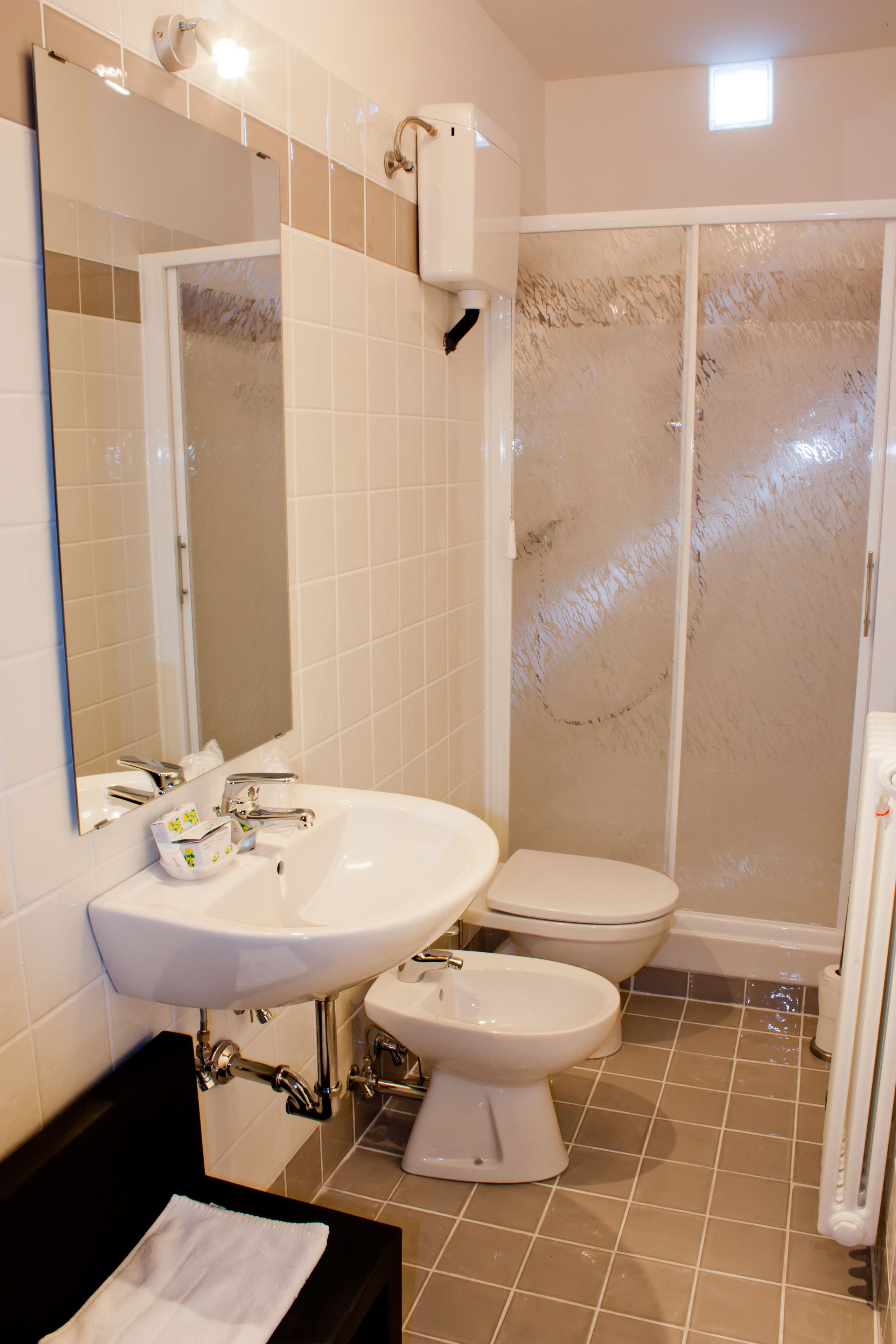 shower, free toiletries, hair dryer, bidet