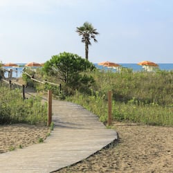 Private beach, white sand, beach cabanas, sun-loungers