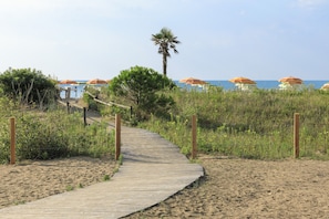 Private beach, white sand, beach cabanas, sun-loungers