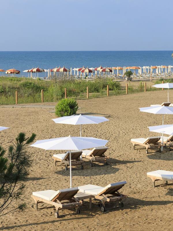 Private beach, white sand, beach cabanas, sun-loungers