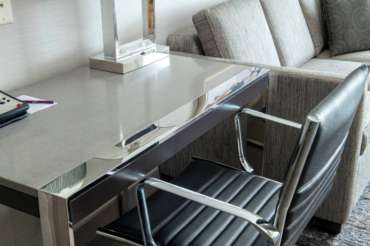 1 bedroom, desk, laptop workspace, blackout curtains