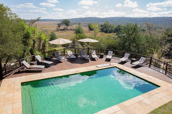 Outdoor pool, pool umbrellas, pool loungers - Kololo Game Reserve (Vaalwater)